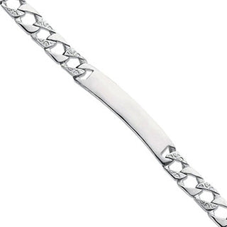 Silver Plain & Bark Casted Curb Id Baby 6" Bracelet 8g