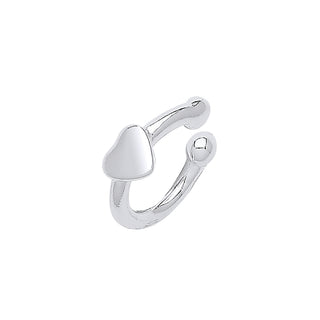 Silver Plain Cuff With Heart