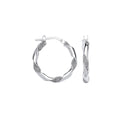 Silver Plain & Glitter 20mm Twisted Hoop Earrings