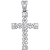 Silver Plait Style Fancy CZ Cross