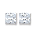 Silver Princess Cut CZ 6mm Studs