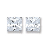 Silver Princess Cut CZ 6mm Studs