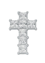 Silver Princess Cut CZ Cross