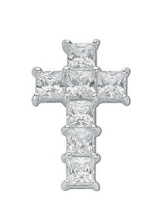 Silver Princess Cut CZ Cross