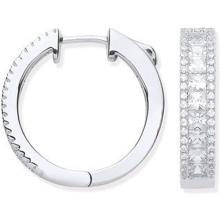 Silver Princess & Round CZ 20mm Huggies