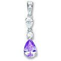Silver Purple & Clear Pear Shaped CZ Drop Pendant