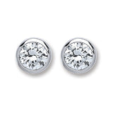 Silver Rd. Bril. Cut Rub Over Setting 6mm CZ Stud
