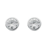 Silver Rd.bril. Cut Rub Over Setting 8mm CZ Stud Earrings