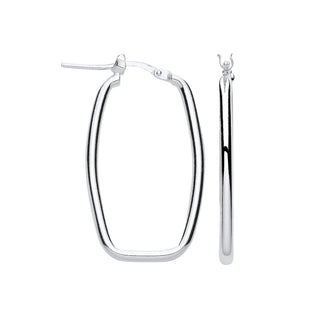 Silver Rectangular Creole Earrings