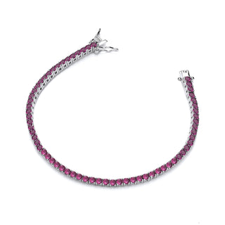 Silver Red CZ Tennis Ladies Bracelet