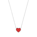 Silver Red Enamel Heart Pendant On Chain