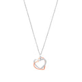 Silver Rg Plated CZ Hearts Charm Necklace
