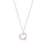 Silver Rg Plated CZ Hearts Charm Necklace