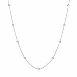 Silver Rh.plated Rubover 11 CZ's Necklace 18