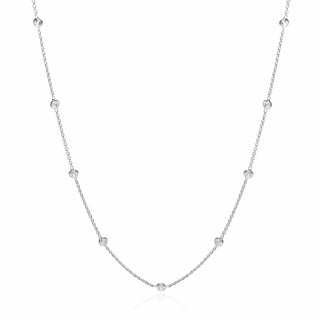 Silver Rh.plated Rubover 11 CZ's Necklace 18