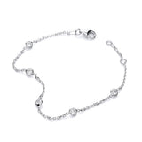 Silver Rh.plated Rubover 5 CZ's Bracelet 7