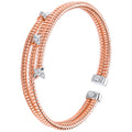 Silver Rose Coated CZ Kiss Ladies Bangle