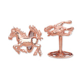 Silver Rose Gold Coated Horse Cufflinks