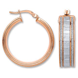 Silver Rose Moondust Stone Illusion Effect Hoop Earrings