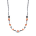 Silver & Rose Plated Beads Necklace 17"/43cm