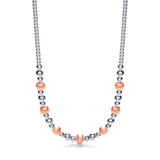 Silver & Rose Plated Beads Necklace 17"/43cm