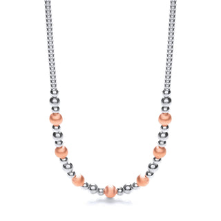 Silver & Rose Plated Beads Necklace 17"/43cm
