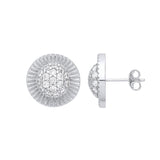 Silver Round 15mm Stud CZ Earrings