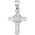 Silver Round & Baguette CZ Kiss Cross