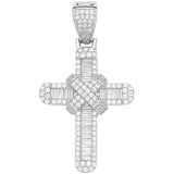 Silver Round & Baguette CZ Kiss Cross