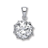 Silver Round Brilliant Cut CZ Pendant