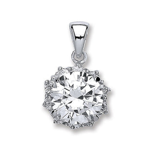 Silver Round Brilliant Cut CZ Pendant