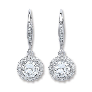 Silver Round CZ Earrings