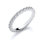 Silver Round CZ Full Et Single Row Ring