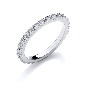 Silver Round CZ Full Et Single Row Ring