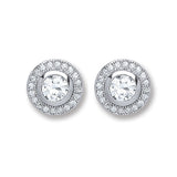 Silver Round CZ Stud Earrings 2.2g