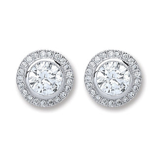 Silver Round CZ Stud Earrings 3g
