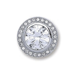 Silver Round Rubover, Halo CZ Pendant