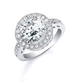 Silver Round Sterling Silver With CZ Around & Shld Ring K