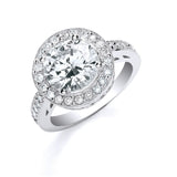 Silver Round Sterling Silver With CZ Around & Shld Ring K