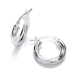 Silver Round Twist Hoop Earrings 1.6g