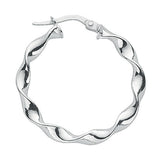 Silver Round Twist Hoop Earrings 2g