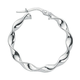 Silver Round Twist Hoop Earrings 2g