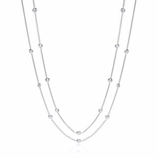 Silver Rubover 23 CZ's Necklace 38