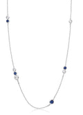 Silver Rubover Blue & Clear CZ's 18" Necklace
