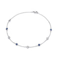 Silver Rubover Blue & Clear CZ's Ladies Anklet