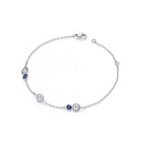 Silver Rubover Blue & Clear CZ's Ladies Bracelet