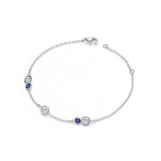 Silver Rubover Blue & Clear CZ's Ladies Bracelet