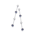 Silver Rubover Clear & Blue CZ's Drop Earrings