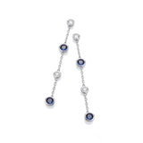 Silver Rubover Clear & Blue CZ's Drop Earrings