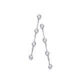 Silver Rubover Clear CZ's Drop Earrings